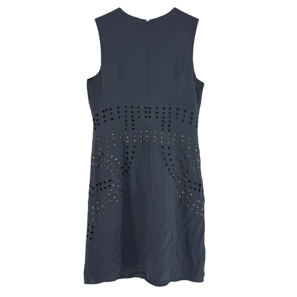 Cynthia Rowley Silk Sheath Dress Womens 4 Gray Silver Studded Cocktail - Picture 2 of 5